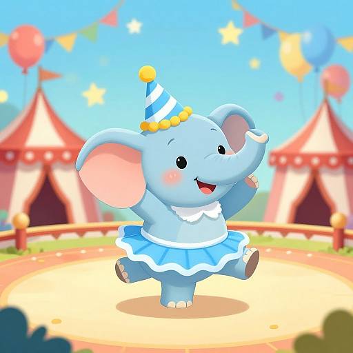 Cheerful Cartoon Elephant Dancing