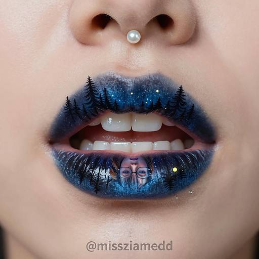 Creative Lips with Night Sky and Reflection Art