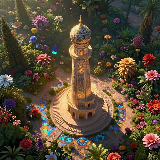 Surreal Islamic Tower in Dream Garden