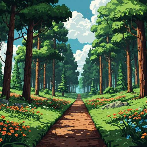 2D Pixel Art Forest Background Design