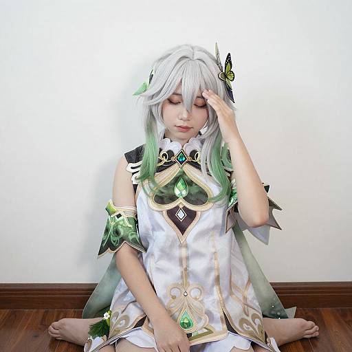 Fantasy Portrait with White-Green Hair