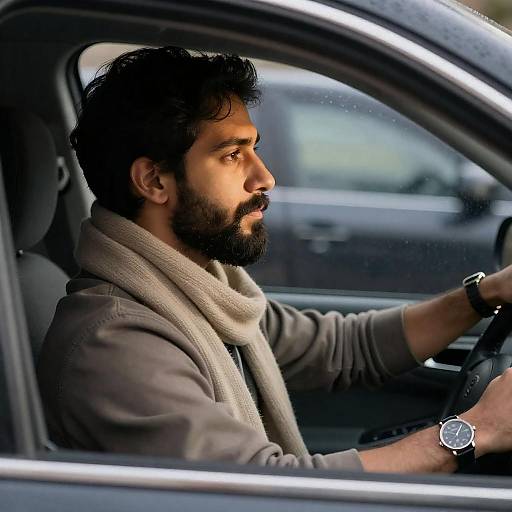 Candid Portrait of a Bearded Driver