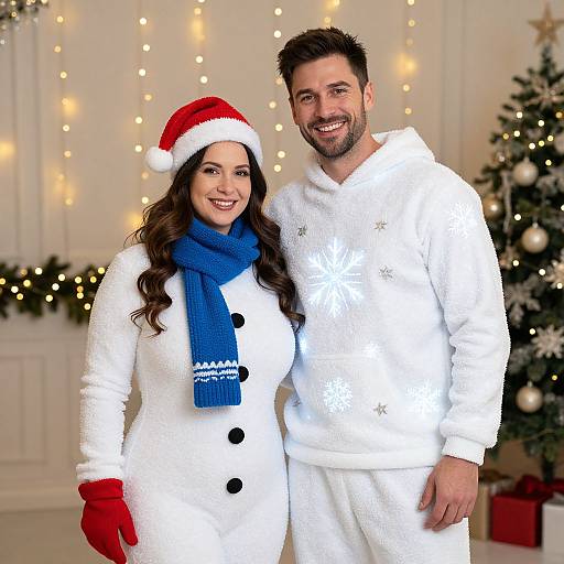 Festive Couple in Christmas Costumes