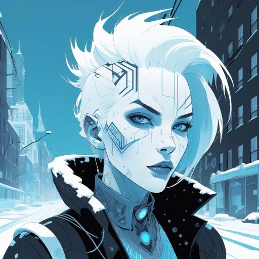 Punk Ghost Android Witch in Dystopia