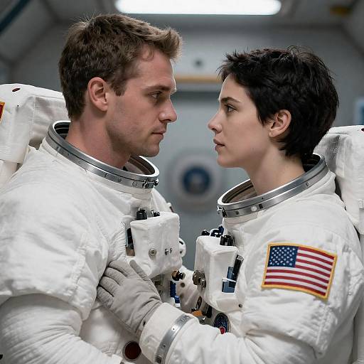 Intimate Embrace of Astronauts in Space