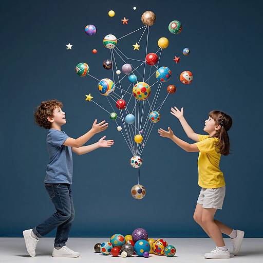 Children Tossing Miniature Worlds
