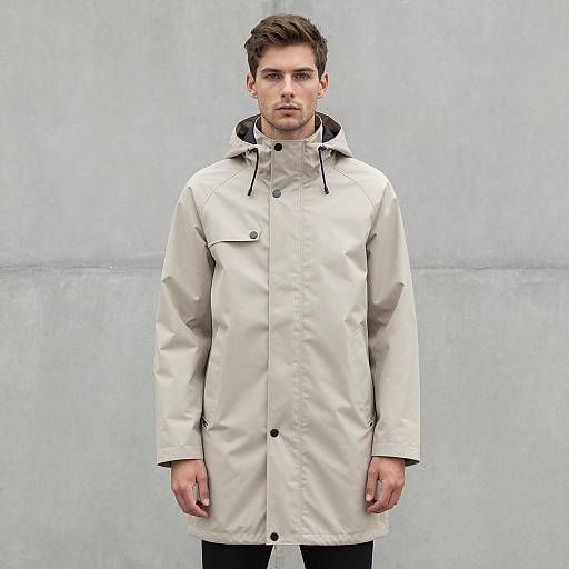 Handsome Young Man in Beige Trench Coat