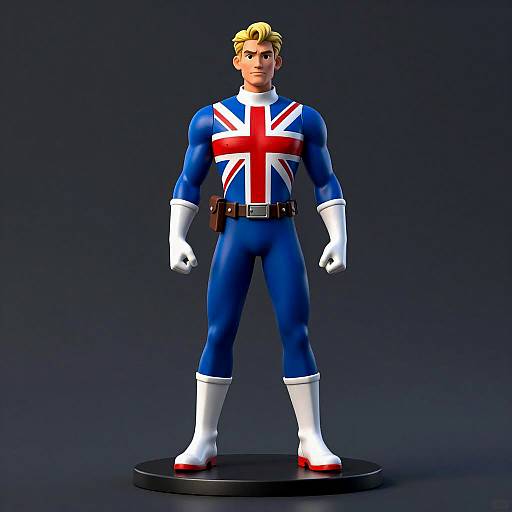 Dynamic Male Superhero Statue Illustration