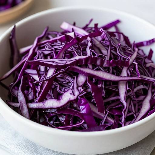 Fresh Red Cabbage Slaw in White Bowl
