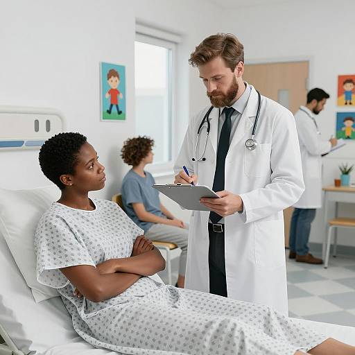 Caring Doctor in Colorful Hospital Scene