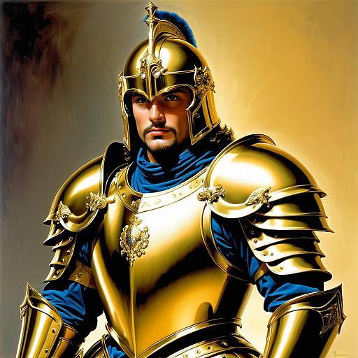 Noble Knight in Gleaming Gold Armor