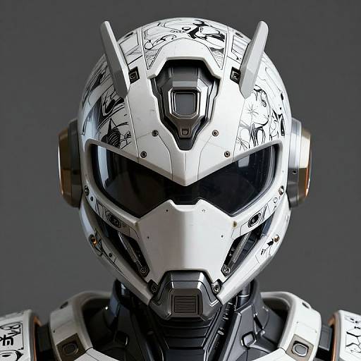 Futuristic Anime Mech Helmet Design