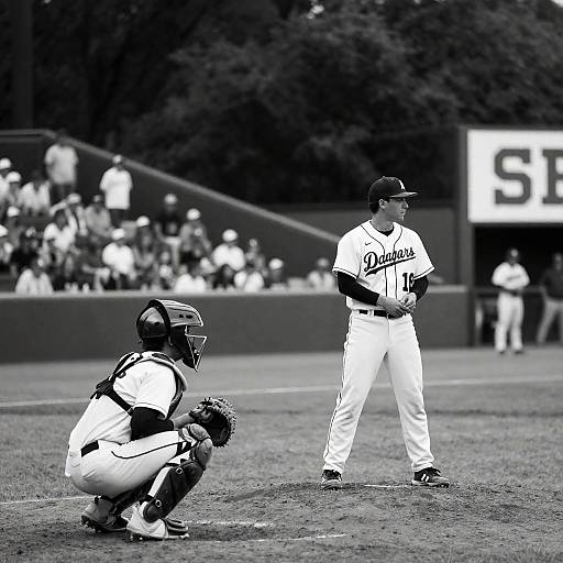 Classic Baseball Game in Black and White