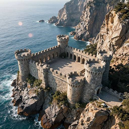 Ancient Seaside Castle Overhead View