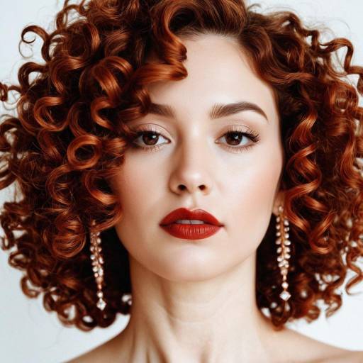 Close-up Portrait of Woman with Copper Red Curly Hair