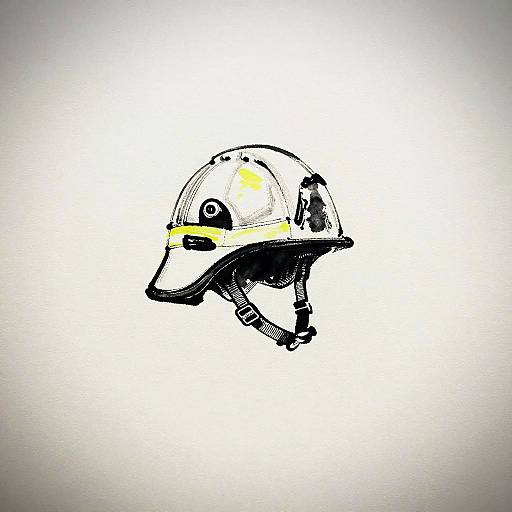 Sumi Ink Firefighter Helmet Sketch