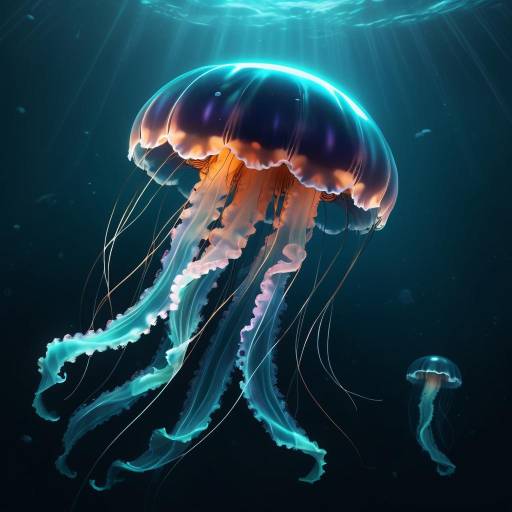 Majestic Jellyfish in Deep Ocean Depths Majestic Jellyfish in Deep Ocean Depths