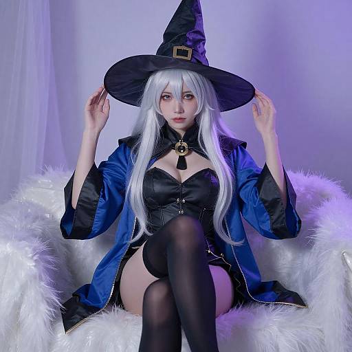 Confident Witch in Purple Lighting