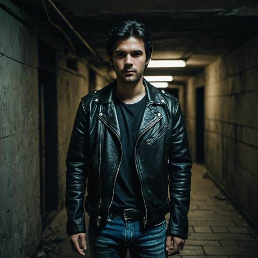 Man in Leather Jacket Standing in Underground Tunnel