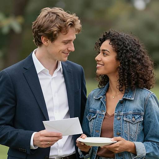 Couple in Nature Smiling Together