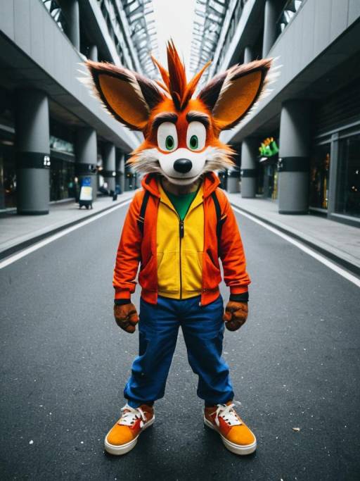 Crash Bandicoot Cosplay in Urban Setting