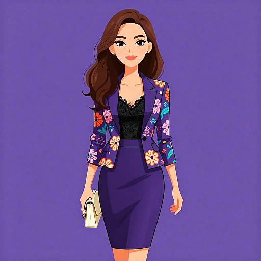 Chic Woman in Floral Blazer Outfit