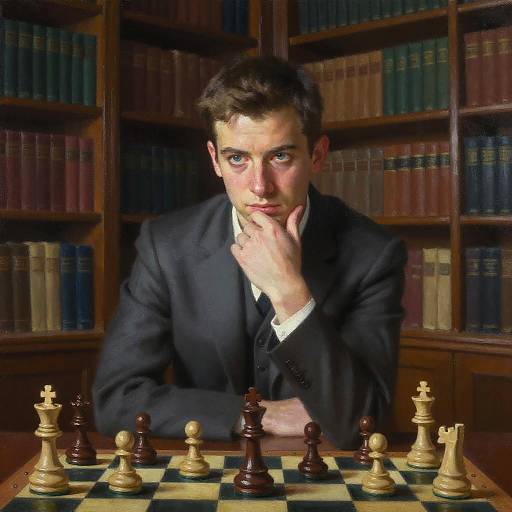 Chess Grandmaster in Thoughtful Study