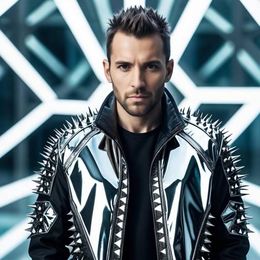 Man in Futuristic Spiked Jacket