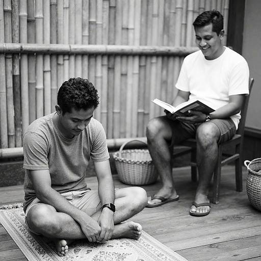 Outdoor Black-and-White Portrait of Two Men