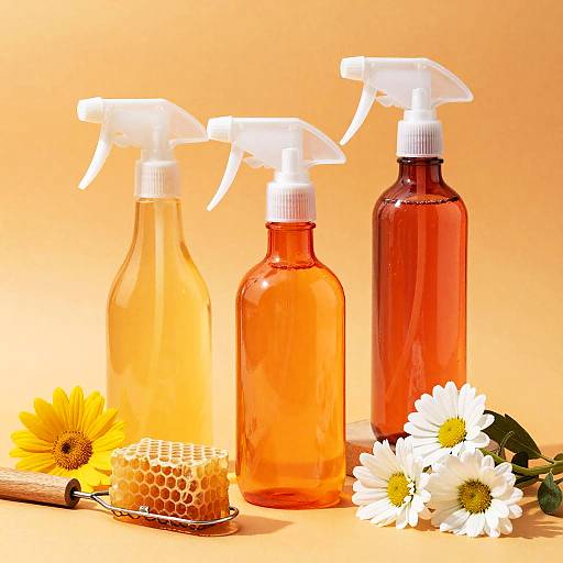 Vibrant Orange Spray Bottles with Flowers