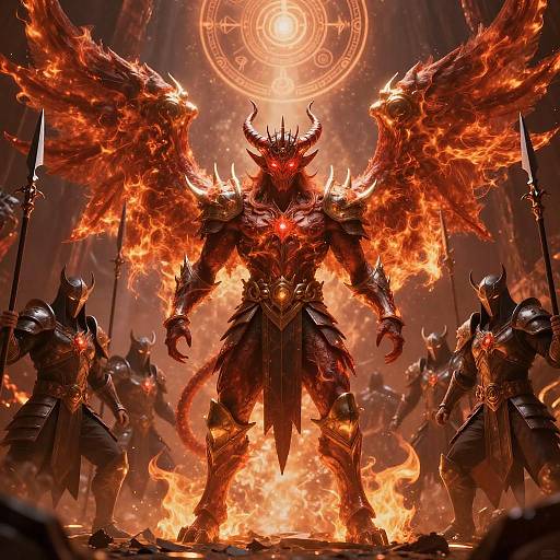 Demon King Surrounded by Dark Warriors
