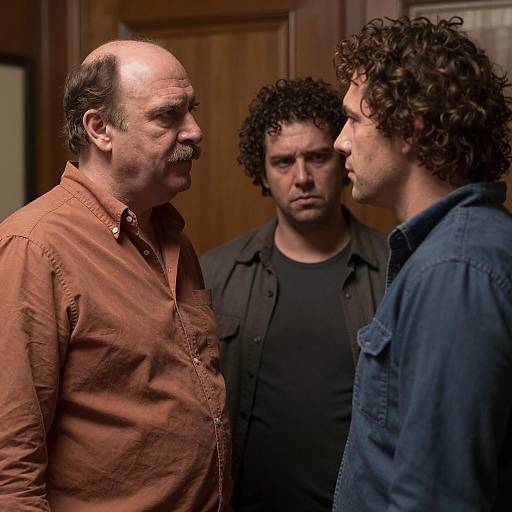 Intriguing Scene with Three Men