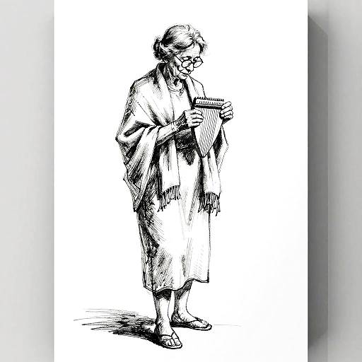 Elderly Woman Etching Illustration Study