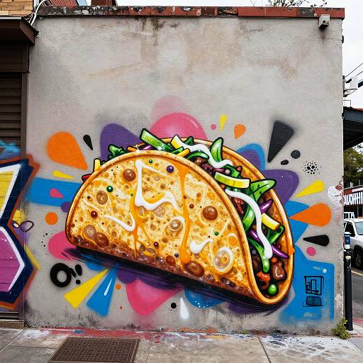 Vibrant Taco Graffiti Street Art