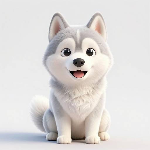 Cute 3D Animated White Husky Dog
