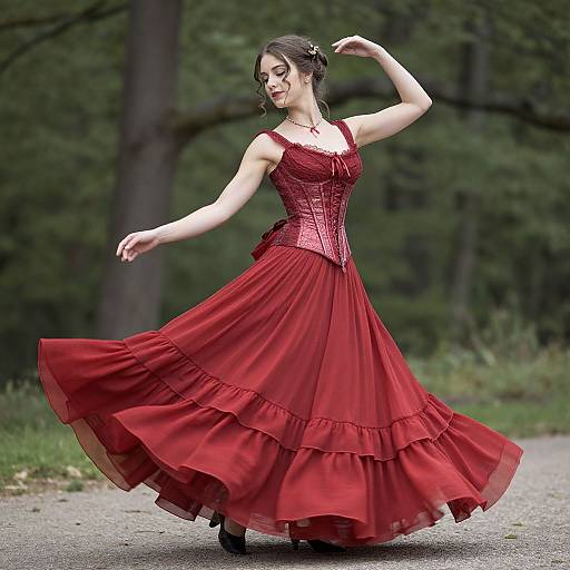 Elegant Victorian-Inspired Red Dress