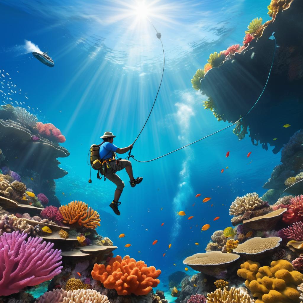 Intrepid Explorer Scaling Vibrant Coral Reef