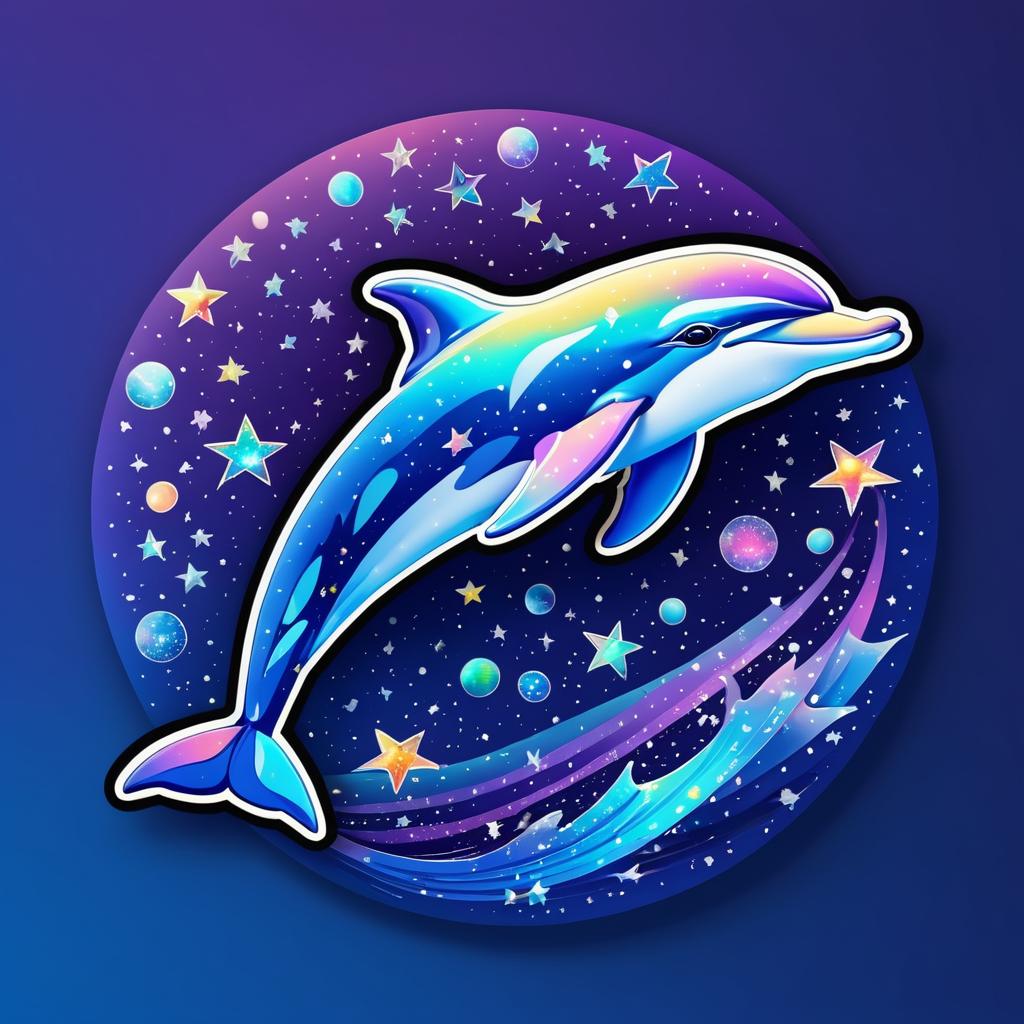 Vibrant Dolphin in Starry Night Sky