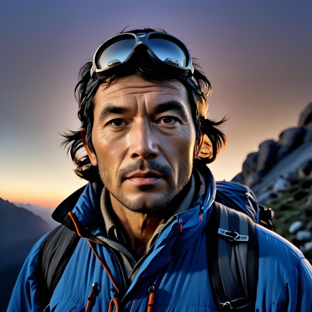 Twilight Portrait of a Mountain Climber