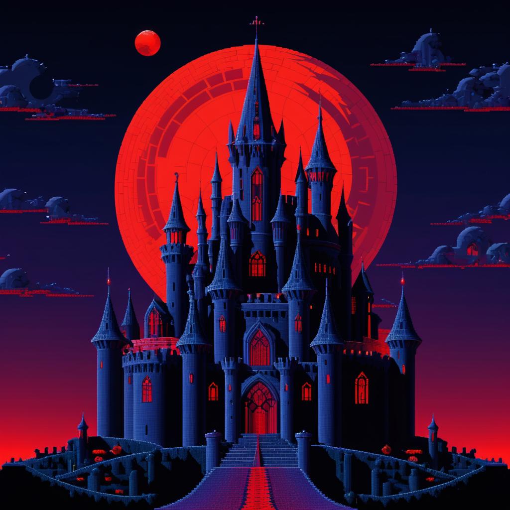 Surreal Low Poly Dracula's Castle Artwork