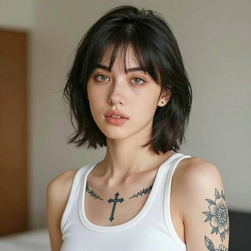 Portrait of Young Woman with Tattoos