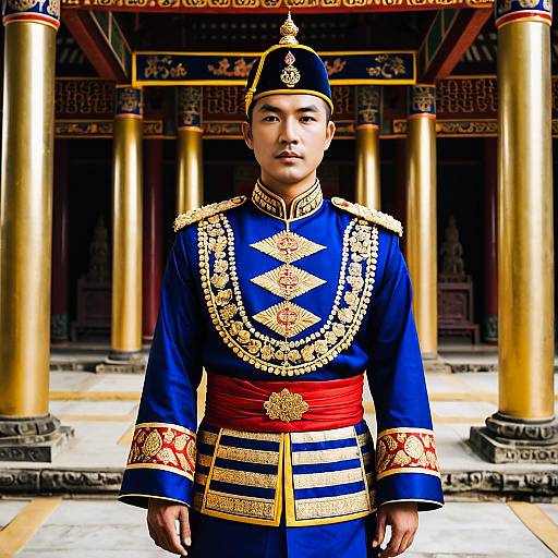 Asian Man in Traditional Royal Thai Military Uniform