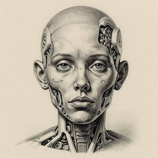 Surreal Human-Mechanical Portrait