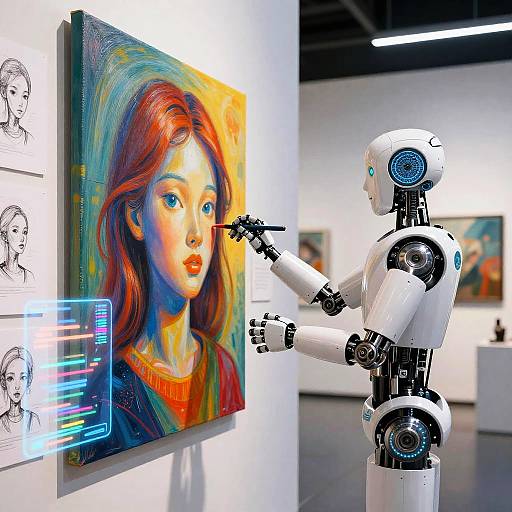 AI Robot Painting Futuristic Mural
