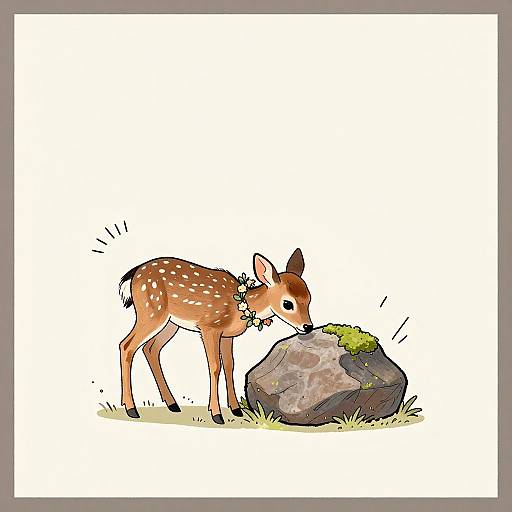 Gentle Baby Deer with Floral Wreath