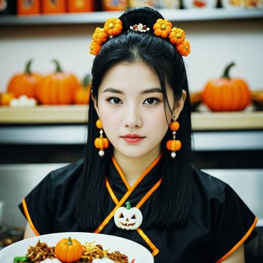 Halloween Themed Chinese Food Portrait