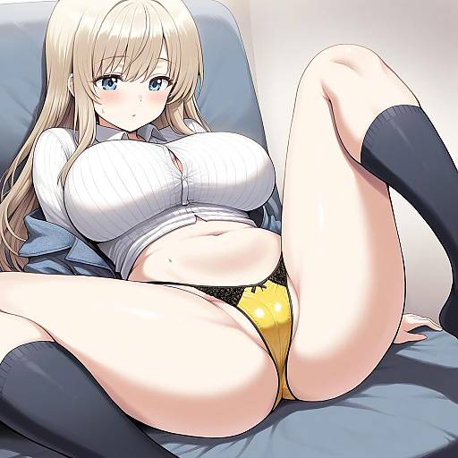 Detailed Portrait of Blonde Girl in Stylish Outfit