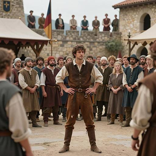 Vibrant Medieval Town Square Gathering