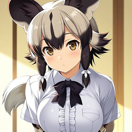 Illustration of African wild dog (kemono friends), kemono friends in the style of Kinoshita ichi