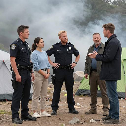 Campsite Gathering with Police Officers